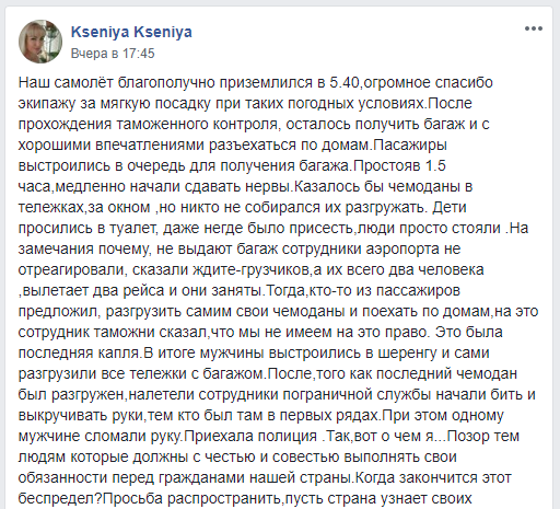 Потасовка в аэропорту Запорожье: появилась версия пассажиров самолета с Египта