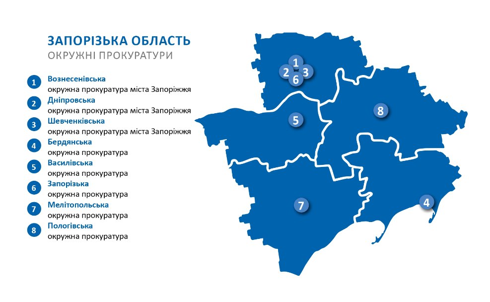 В Запорожской области начали работать 8 окружных прокуратур