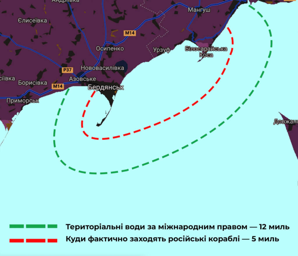 Карта патрулирования российских кораблей в Азовском море