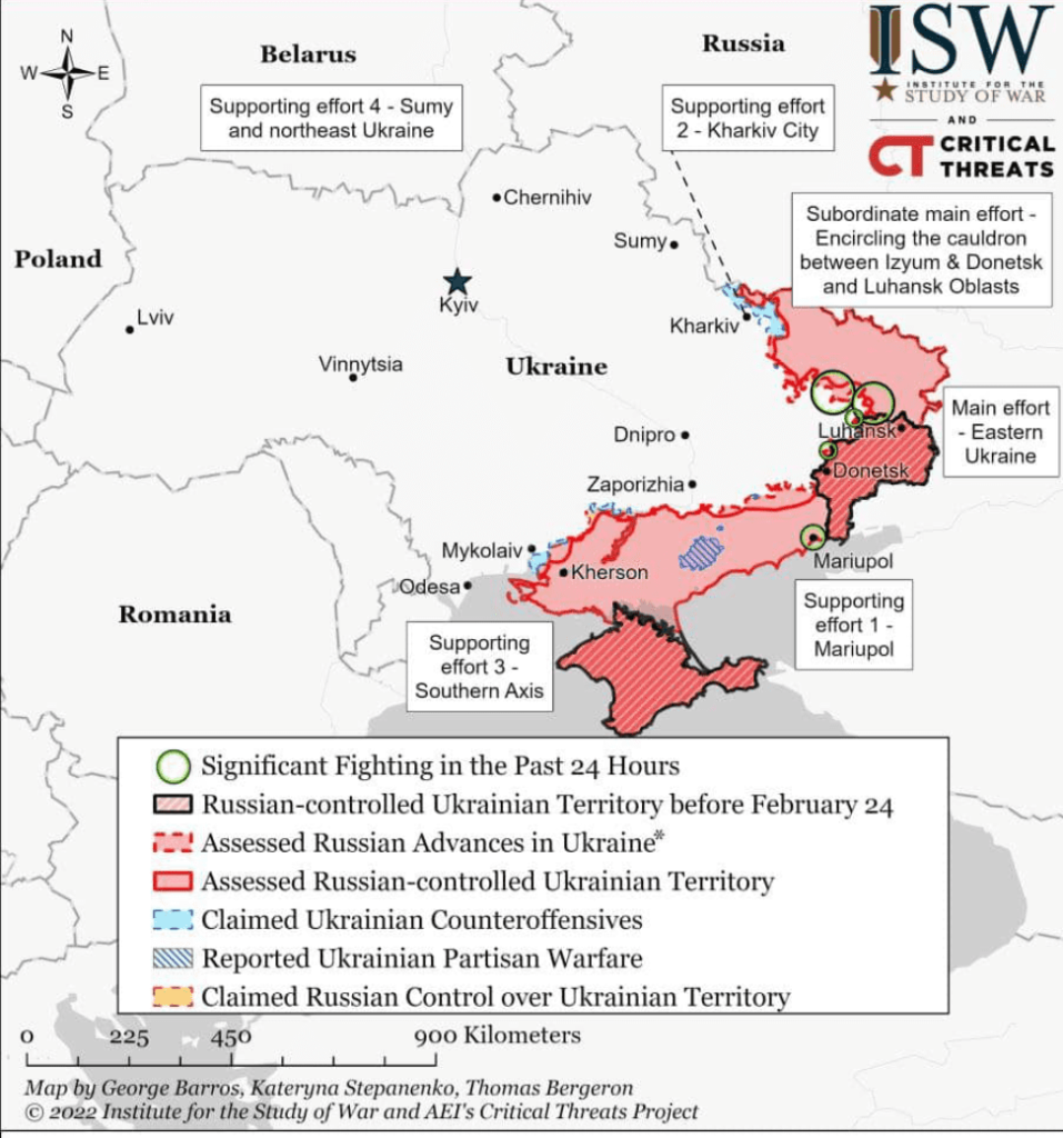 Карта боевых действий по состоянию на 13 мая 2022 года