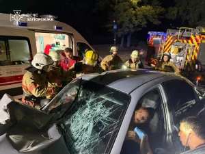 У Запоріжжі авто врізалось в електроопору: водія затисло