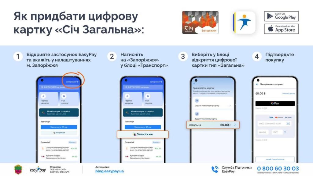 У Запоріжжі запустили цифрову транспортну картку «Січ Загальна» для оплати проїзду зі смартфона