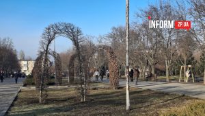 Калюжі, лід і поламані лавки: як виглядає парк Міст-побратимів у Запоріжжі (ФОТО)
