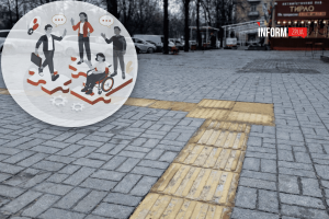 Тактильна плитка на проспекті Соборному в Запоріжжі руйнується: що відбувається