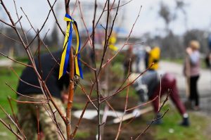 В центре Запорожья высадили деревья в честь погибших бойцов «Азова» (ФОТО)