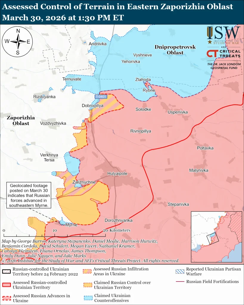 Російські війська просунулися біля Гуляйполя