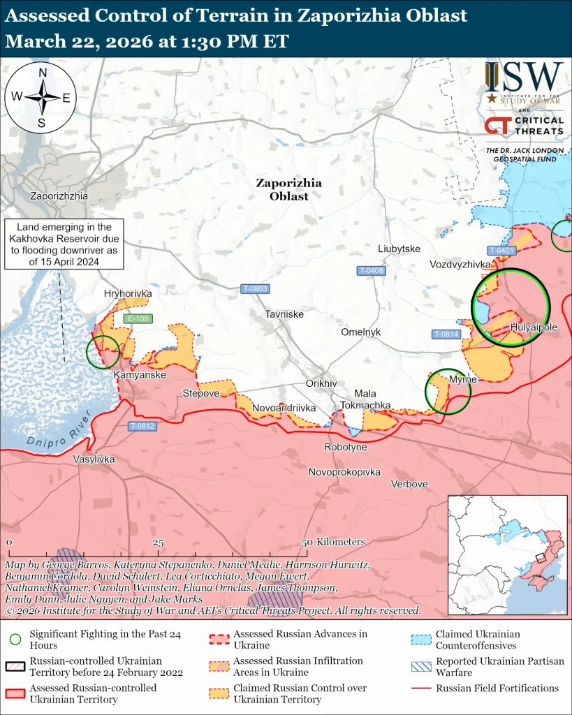 Контратаки ВСУ заставляют РФ перебрасывать резервы на Гуляйпольское направление — ISW