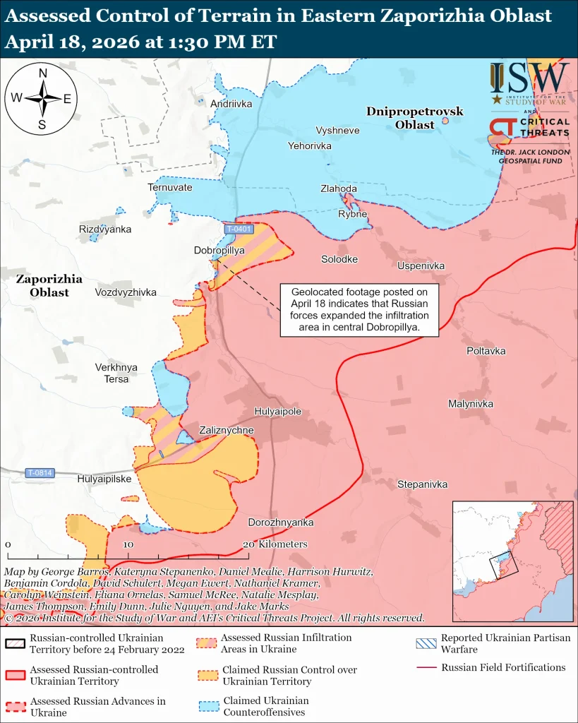 Россияне наступали возле Гуляйполя, но без успеха, – ISW