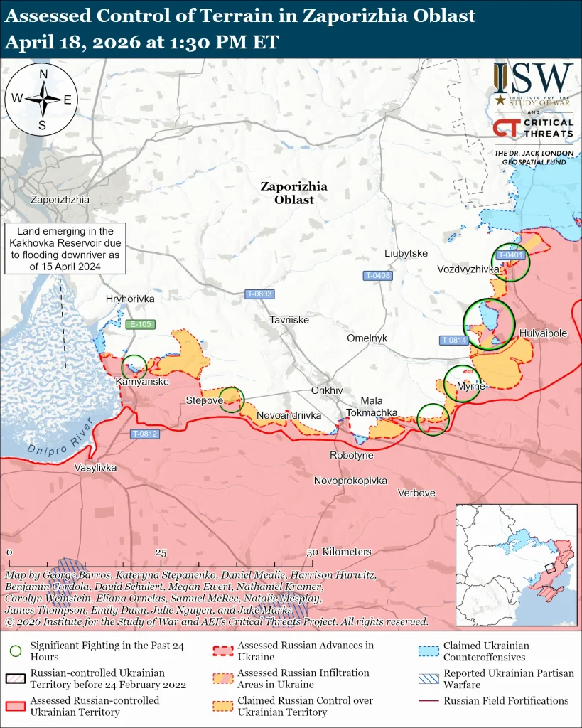 Россияне наступали возле Гуляйполя, но без успеха, – ISW