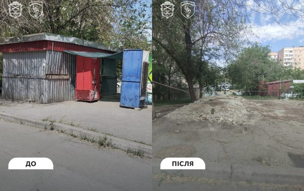 Демонтаж кіоску у Шевченківському районі. Фото: Запорізька міська рада