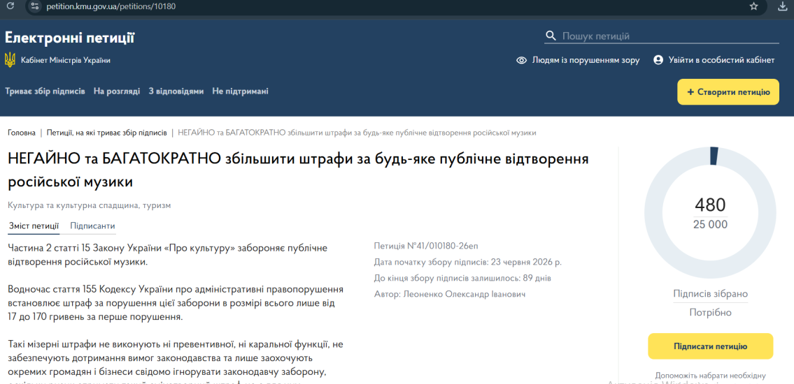 В Запорожье могут существенно вырасти штрафы за российскую музыку: появилась петиция