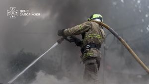 В Запорожье спасатели потушили пожар в девяти гаражах (ВИДЕО)